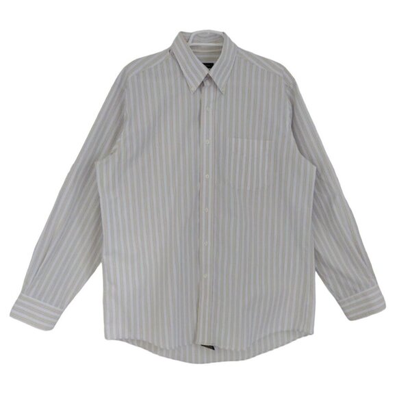 Club Room Men's Cotton Shirt, White and Yellow Striped, Button Down, Size L. - Picture 1 of 7